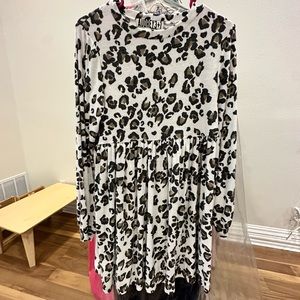 Animal Print Long Sleeve Dress - Size L